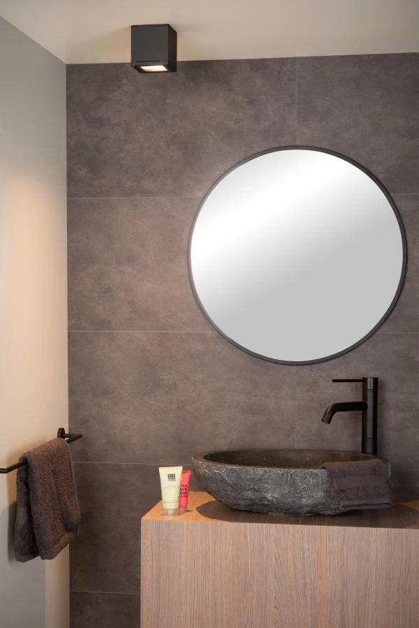 Lucide AVEN - Ceiling spotlight Bathroom - 1xGU10 - IP65 - Black - atmosphere 1